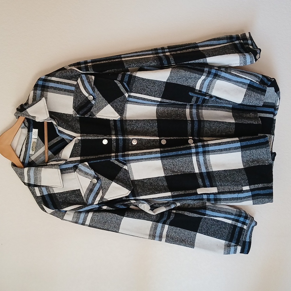 Collections Etc. Flannel Button Front Shacket - image 2